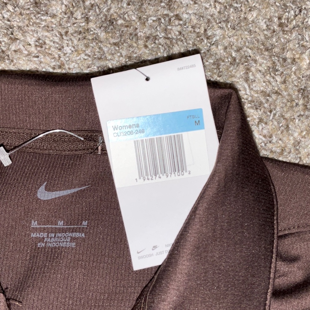 Nike Brown Polo Shirt with White Swoosh - Picture 2 of 2